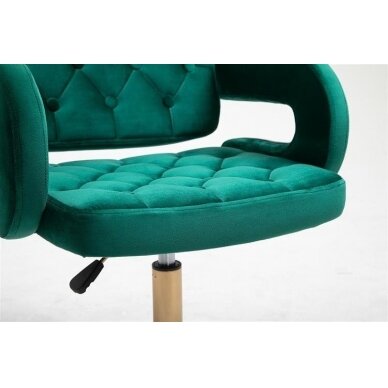 Профессиональный салонный стул на колесиках HR8403K, зеленый велюр 4