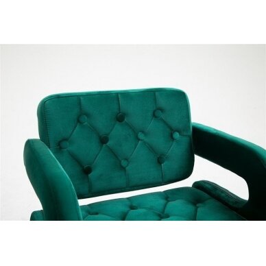 Профессиональный салонный стул на колесиках HR8403K, зеленый велюр 5