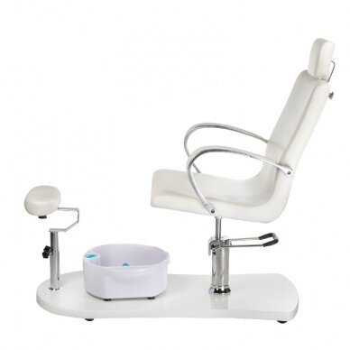 Профессиональное гидравлическое педикюрное кресло с подставкой для ног и массажной ванночкой BR-2308, белого цвета 4