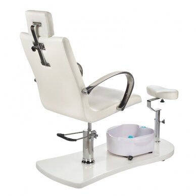 Professional hydraulic pedicure chair with footrest and massage tub BR-2308, white color 5