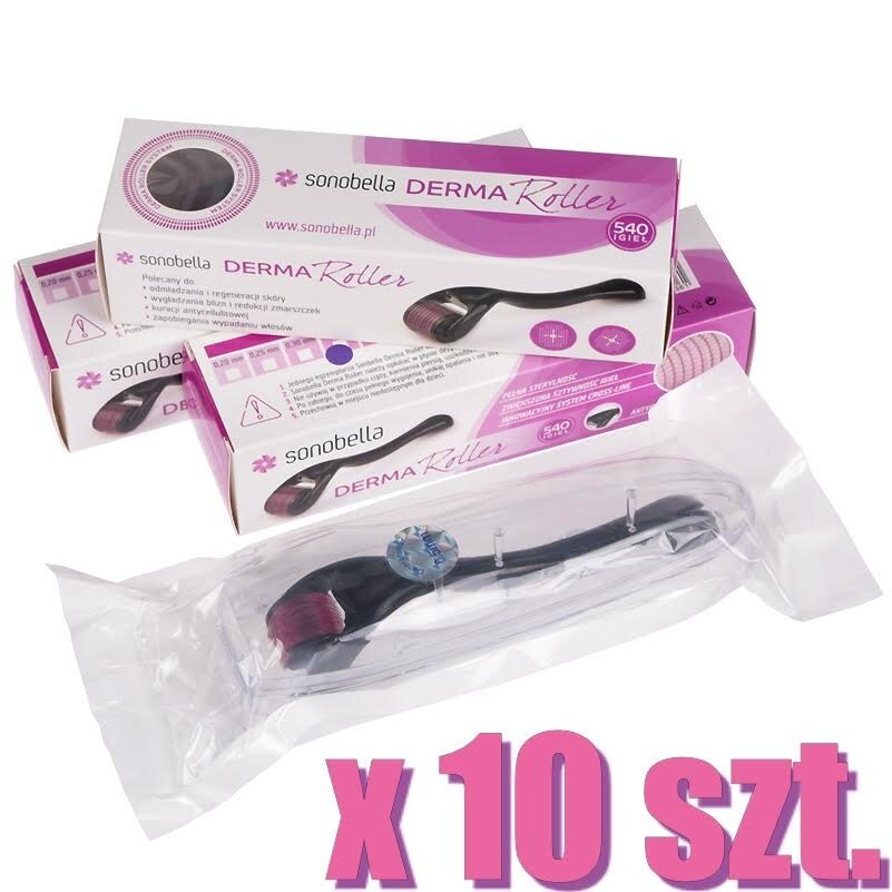 DERMA ROLLER mezoterapijai (0.5 mm) 540 plieno adatos SONOBELLA, 10 vnt.