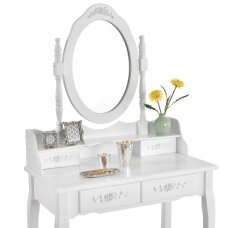 Столик для макияжа MIRA с зеркалом и стулом, белого цвета