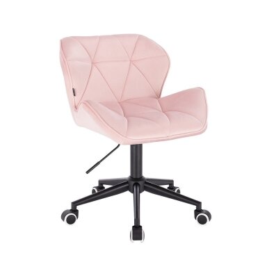 Beauty salon chair with wheels HR111K, pink velvet Beauty salon chair with wheels HR111K, pink velvet