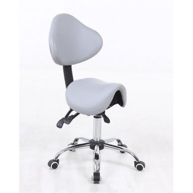 Professional beauty salon chair-saddle with wheels HR2005, gray eco-leather Professional beauty salon chair-saddle with wheels HR2005, gray eco-leather