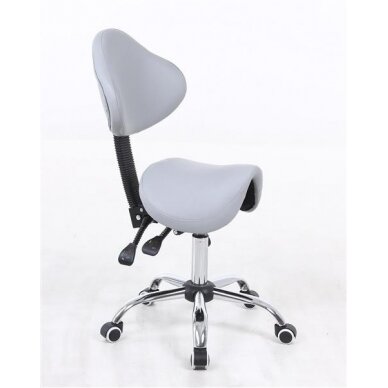 Professional beauty salon chair-saddle with wheels HR2005, gray eco-leather 2