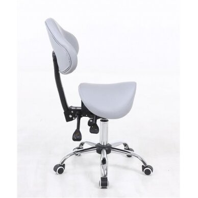 Professional beauty salon chair-saddle with wheels HR2005, gray eco-leather 3