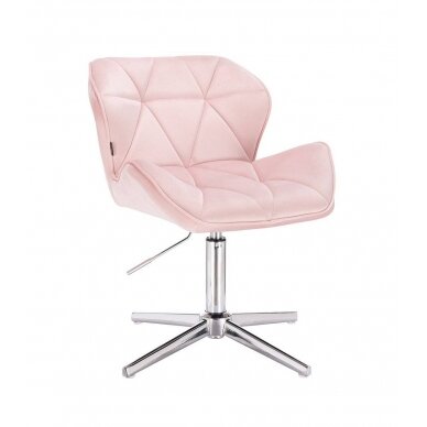 Beauty salons and beauticians stool HR111CROSS, soft pink velor