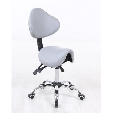 Professional beauty salon chair-saddle with wheels HR2005, gray eco-leather