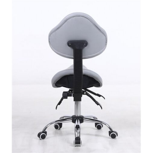 Professional beauty salon chair-saddle with wheels HR2005, gray eco-leather 4