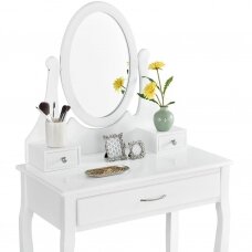 Makiažo staliukas LENA su veidrodžiu ir kėdute, baltos spalvos