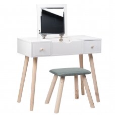 Makeup table ASTRID with mirror and chair, two drawers, white color