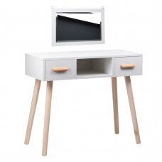 Dressing table ALVA with mirror and chair, two drawers, white color