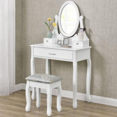 Makiažo staliukas LENA su veidrodžiu ir kėdute, baltos spalvos 5
