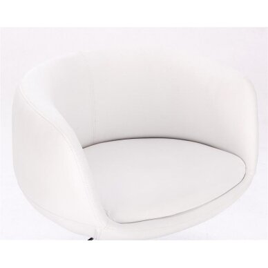 Beauty salon chair with stable base or castors HC333N, white organic leather 4