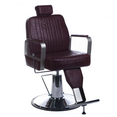 Profesionali barberio kėdė kirpykloms ir grožio salonams HOMER BH-31237, vyšninės spalvos