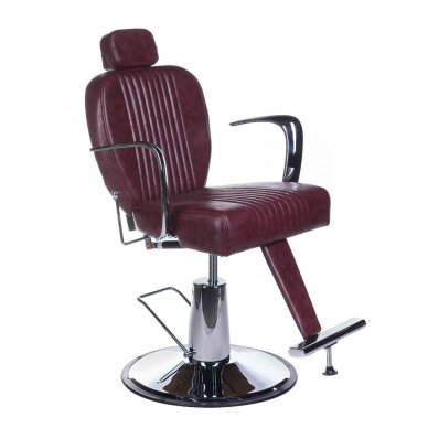 Profesionali barberio kėdė kirpykloms ir grožio salonams OLAF BH-3273, vyšninės spalvos