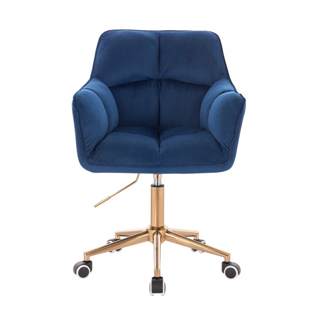 Beauty salon chair with wheels HR550K, blue velor 1 Beauty salon chair with wheels HR550K, blue velor 1