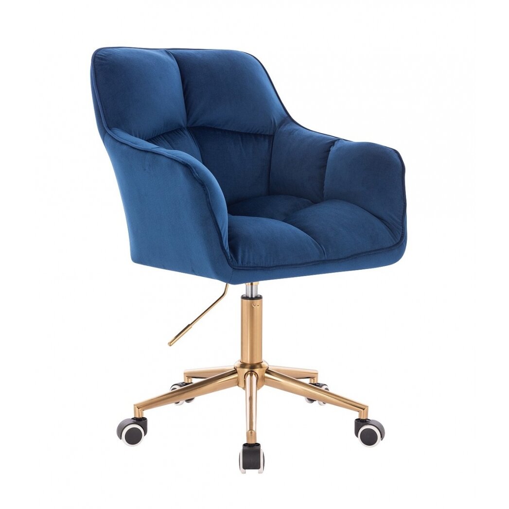Beauty salon chair with wheels HR550K, blue velor Beauty salon chair with wheels HR550K, blue velor