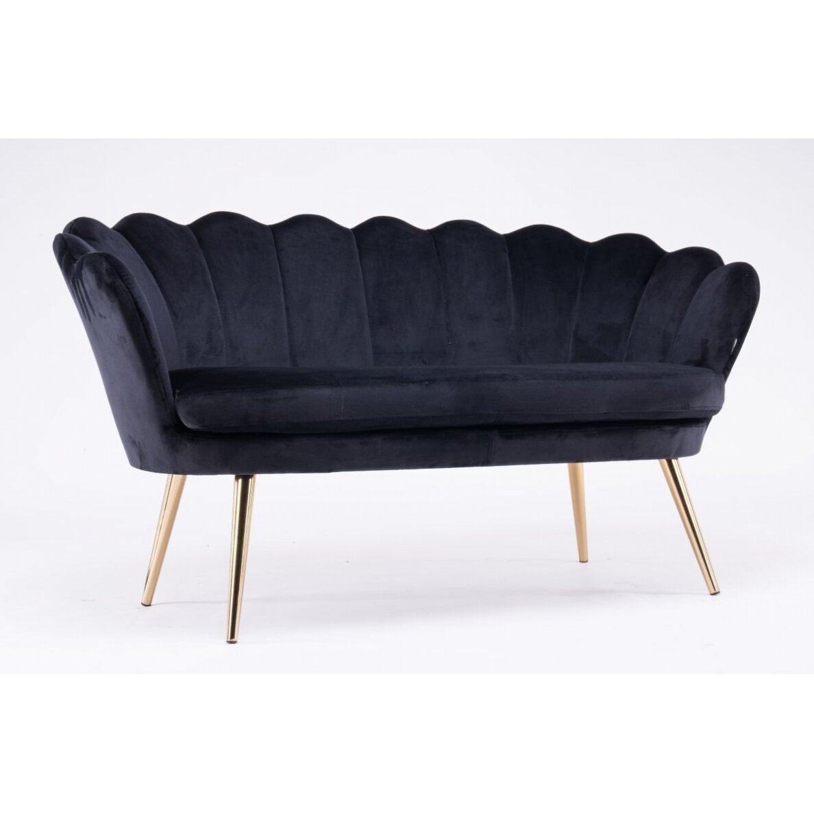 Beauty salon waiting sofa REY, black velor Beauty salon waiting sofa REY, black velor