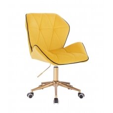 Grožio salono kėdė su ratukais HR212K, geltonas aksomas