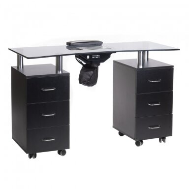 Professional manicure table with with dust extractor BD-3425-1+P, black color Professional manicure table with with dust extractor BD-3425-1+P, black color