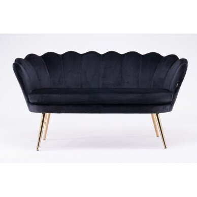 Beauty salon waiting sofa REY, black velor 1 Beauty salon waiting sofa REY, black velor 1