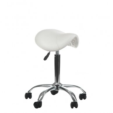 Профессиональное кресло-табурет СЕДЛО для мастера красоты BD-9909, белого цвета