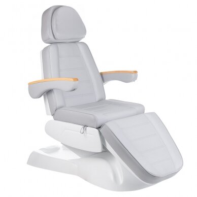 Professional electric recliner-bed for beauticians LUX BW-273B, 3 motors, light gray color