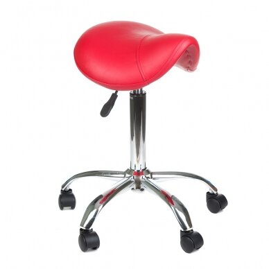 Профессиональное кресло-табурет СЕДЛО для мастера красоты BD-9909, красного цвета