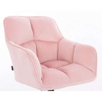 Grožio salono kėdė su ratukais HR550K, šviesiai rožinis veliūras 4