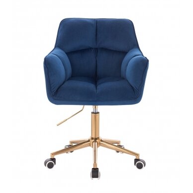 Beauty salon chair with wheels HR550K, blue velor 1 Beauty salon chair with wheels HR550K, blue velor 1