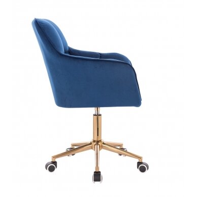 Beauty salon chair with wheels HR550K, blue velor 3 Beauty salon chair with wheels HR550K, blue velor 3