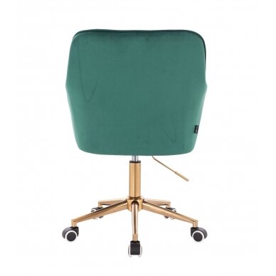 Grožio salono kėdė su ratukais HR550K, žalias veliūras 3