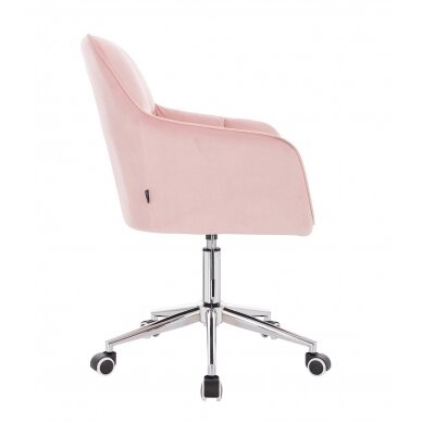 Grožio salono kėdė su ratukais HR550K, šviesiai rožinis veliūras 2