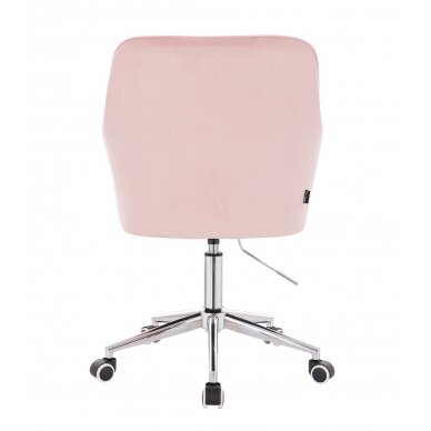 Grožio salono kėdė su ratukais HR550K, šviesiai rožinis veliūras 3
