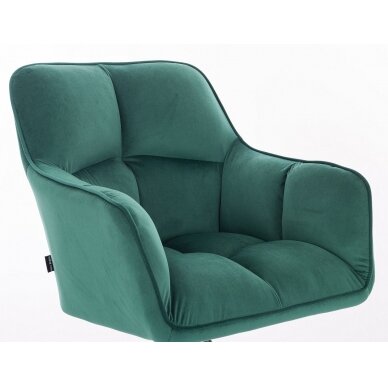Grožio salono kėdė su ratukais HR550K, žalias veliūras 4