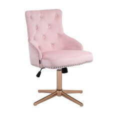 Classic-style beauty salon chair with stable four-legged legs HR654CROSS, light pink velour