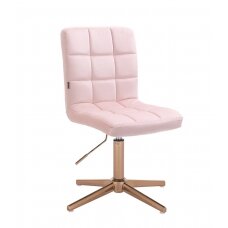Grožio salono kėdė stabiliu pagrindu HR7009CROSS, rožinis aksomas