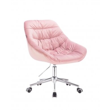 Grožio salono kėdė su ratukais HR825K, šviesiai rožinis veliūras