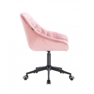 Grožio salono kėdė su ratukais HR825K, šviesiai rožinis veliūras 2