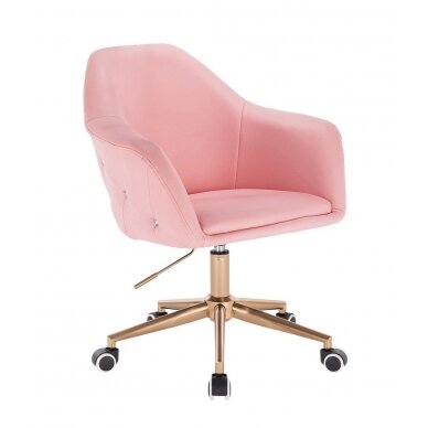 Профессиональное кресло мастера для салонов красоты HC547K, экокожа светло-розового цвета