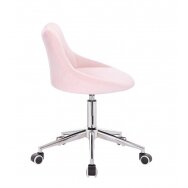 Beauty salons stool with wheels HR1054K, light pink velour