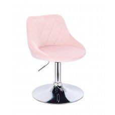 Beauty salons and beauticians stool with a stable round base HR1054N, light pink velor