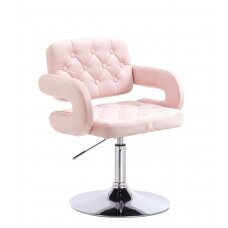 Meistro kėdutė grožio salonams bei kosmetologams HR8403, rožinis veliūras