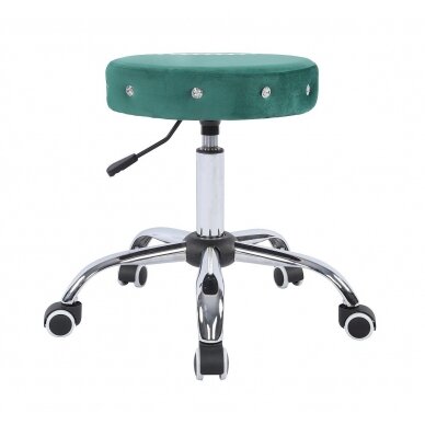Профессиональный стул мастера для косметологов HC1102CK, тёмно-зелёный велюр