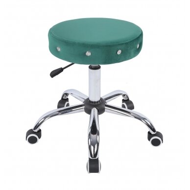 Профессиональный стул мастера для косметологов HC1102CK, тёмно-зелёный велюр 1