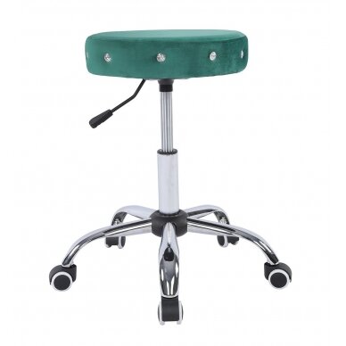 Профессиональный стул мастера для косметологов HC1102CK, тёмно-зелёный велюр 3