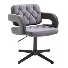 Профессиональное салонное кресло на устойчивой базе HR8403CROSS, графитовый велюр