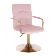 Meistro kėdutė grožio salonams bei kosmetologams HC1015NP, rožinis veliūras