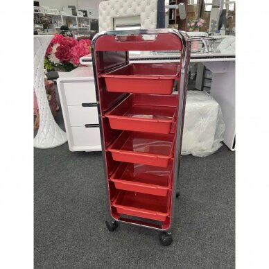 Professional barber and hair stilist trolley NG-ST005, red color 5